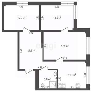3-к квартира, вторичка, 72м2, 7/16 этаж