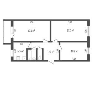3-к квартира, вторичка, 63м2, 4/5 этаж