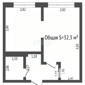 1-к квартира, вторичка, 32м2, 3/5 этаж