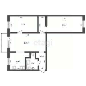 3-к квартира, вторичка, 53м2, 5/5 этаж