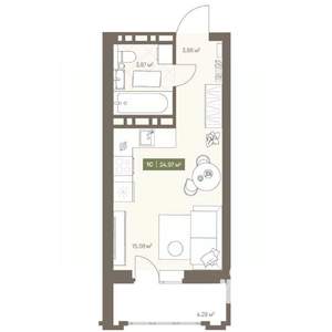 Студия квартира, вторичка, 25м2, 13/16 этаж