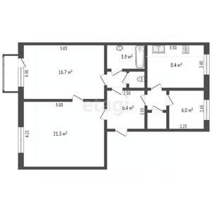3-к квартира, вторичка, 69м2, 5/5 этаж