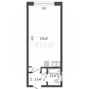 1-к квартира, вторичка, 22м2, 9/9 этаж