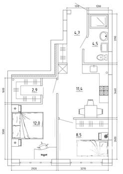 2-к квартира, вторичка, 45м2, 7/15 этаж