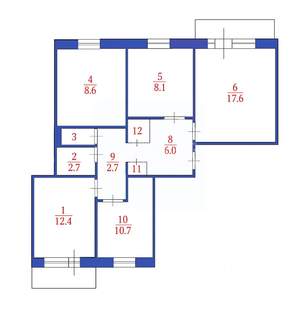 4-к квартира, вторичка, 74м2, 10/10 этаж