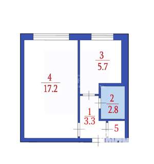 1-к квартира, вторичка, 31м2, 3/5 этаж