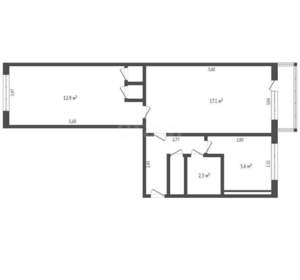 2-к квартира, вторичка, 48м2, 3/5 этаж