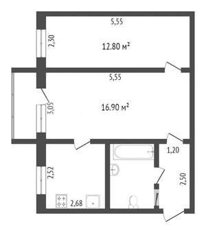 2-к квартира, вторичка, 44м2, 2/5 этаж