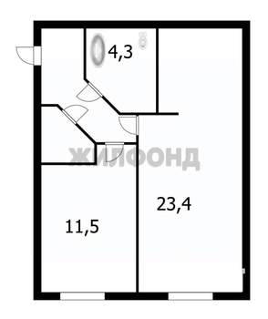 2-к квартира, вторичка, 48м2, 1/4 этаж