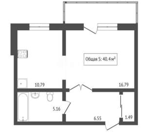 1-к квартира, вторичка, 40м2, 2/10 этаж