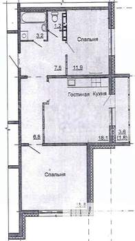 3-к квартира, вторичка, 68м2, 4/9 этаж