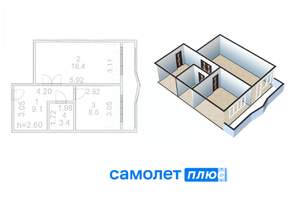 1-к квартира, вторичка, 39м2, 7/10 этаж