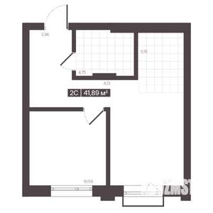 2-к квартира, строящийся дом, 42м2, 3/16 этаж