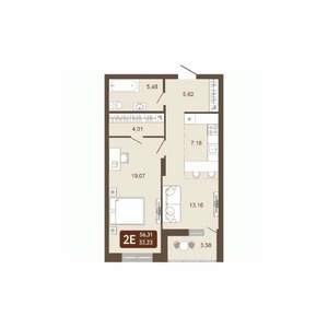 2-к квартира, вторичка, 56м2, 9/20 этаж