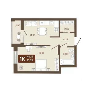 1-к квартира, вторичка, 40м2, 2/25 этаж