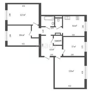4-к квартира, вторичка, 75м2, 1/10 этаж