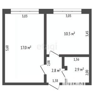 1-к квартира, вторичка, 33м2, 2/9 этаж
