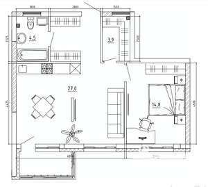 2-к квартира, вторичка, 63м2, 5/15 этаж