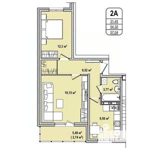 2-к квартира, строящийся дом, 57м2, 2/16 этаж
