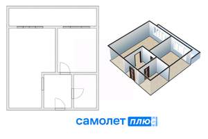1-к квартира, вторичка, 36м2, 2/12 этаж