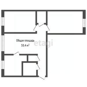 3-к квартира, вторичка, 58м2, 1/5 этаж