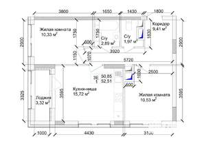 3-к квартира, строящийся дом, 54м2, 3/15 этаж