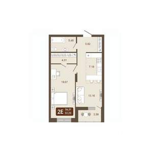 2-к квартира, вторичка, 56м2, 12/20 этаж