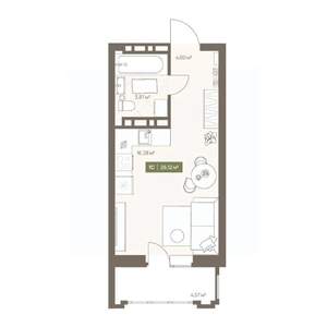 Студия квартира, вторичка, 26м2, 5/16 этаж