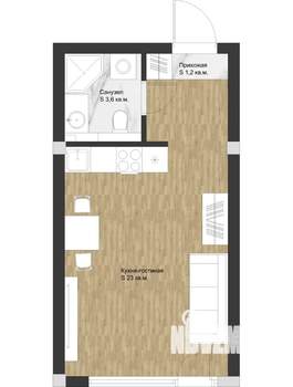 Студия квартира, вторичка, 29м2, 2/6 этаж