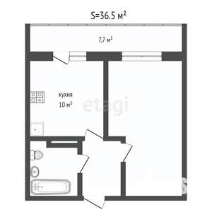 1-к квартира, вторичка, 37м2, 5/15 этаж