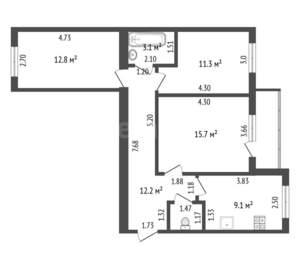 3-к квартира, вторичка, 66м2, 1/10 этаж