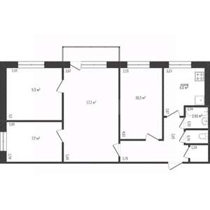 4-к квартира, вторичка, 61м2, 3/5 этаж