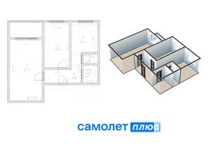 2-к квартира, вторичка, 44м2, 6/9 этаж