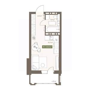 Студия квартира, вторичка, 26м2, 13/16 этаж