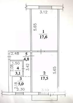 2-к квартира, вторичка, 48м2, 4/5 этаж