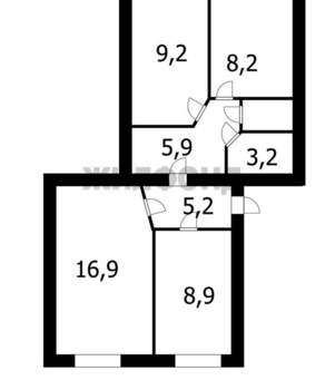3-к квартира, вторичка, 59м2, 1/5 этаж