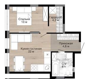 Студия квартира, вторичка, 50м2, 2/15 этаж