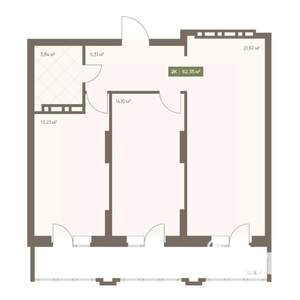 2-к квартира, вторичка, 62м2, 3/16 этаж