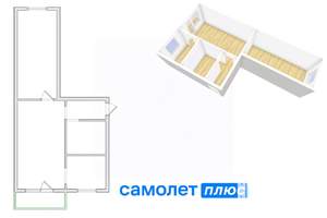 2-к квартира, вторичка, 43м2, 5/5 этаж