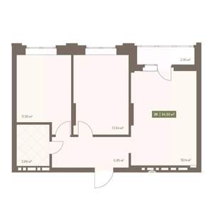 2-к квартира, вторичка, 55м2, 10/16 этаж