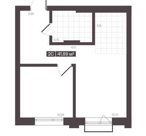2-к квартира, вторичка, 42м2, 12/16 этаж