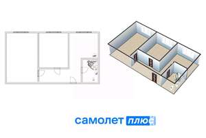 2-к квартира, вторичка, 65м2, 1/9 этаж