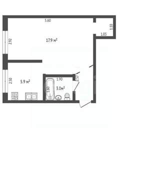 1-к квартира, вторичка, 34м2, 1/5 этаж