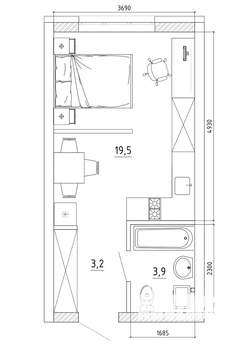 1-к квартира, вторичка, 26м2, 3/8 этаж