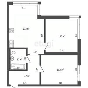 2-к квартира, вторичка, 61м2, 4/16 этаж