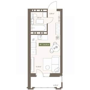 Студия квартира, вторичка, 25м2, 11/16 этаж