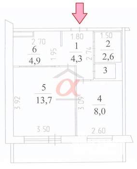 2-к квартира, вторичка, 35м2, 5/10 этаж