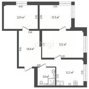 3-к квартира, вторичка, 72м2, 7/16 этаж