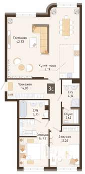 3-к квартира, вторичка, 105м2, 5/7 этаж