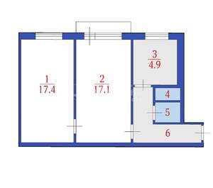 2-к квартира, вторичка, 42м2, 4/5 этаж